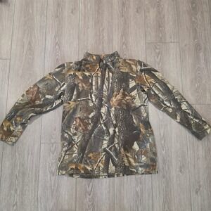 Field & Stream Mens XL Camo Fleece Quarter Zip Pullover Hunting Jacket Brown